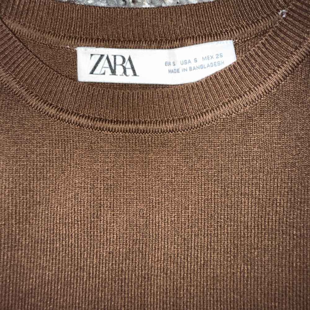 Zara Brown Ribbed Muscle Tank - Picture 3 of 3